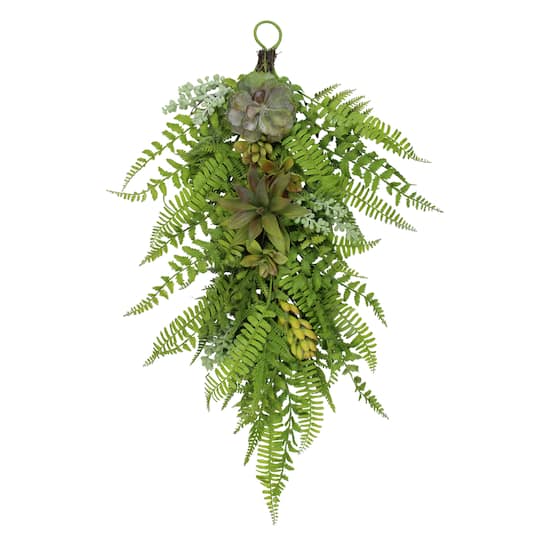 28" Leaves & Succulents Teardrop Swag